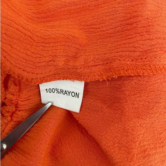 And The Why Women Tunic Top S Orange Crochet Paisley Gauzy Lace Cottage Boho Y2K - Picture 8 of 11